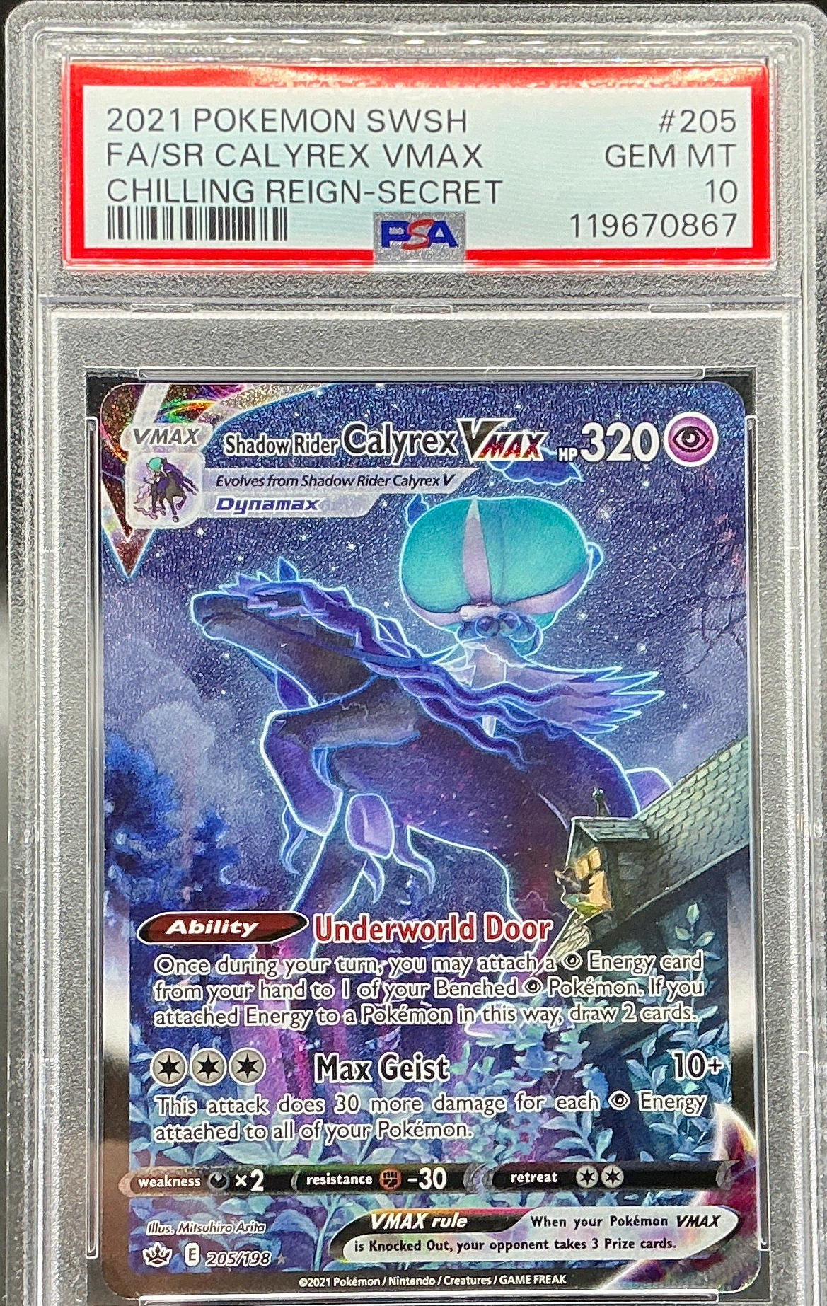 Shadow Rider Calyrex VMAX (Alternate Art Secret) - SWSH06: Chilling Reign (SWSH06) PSA 10