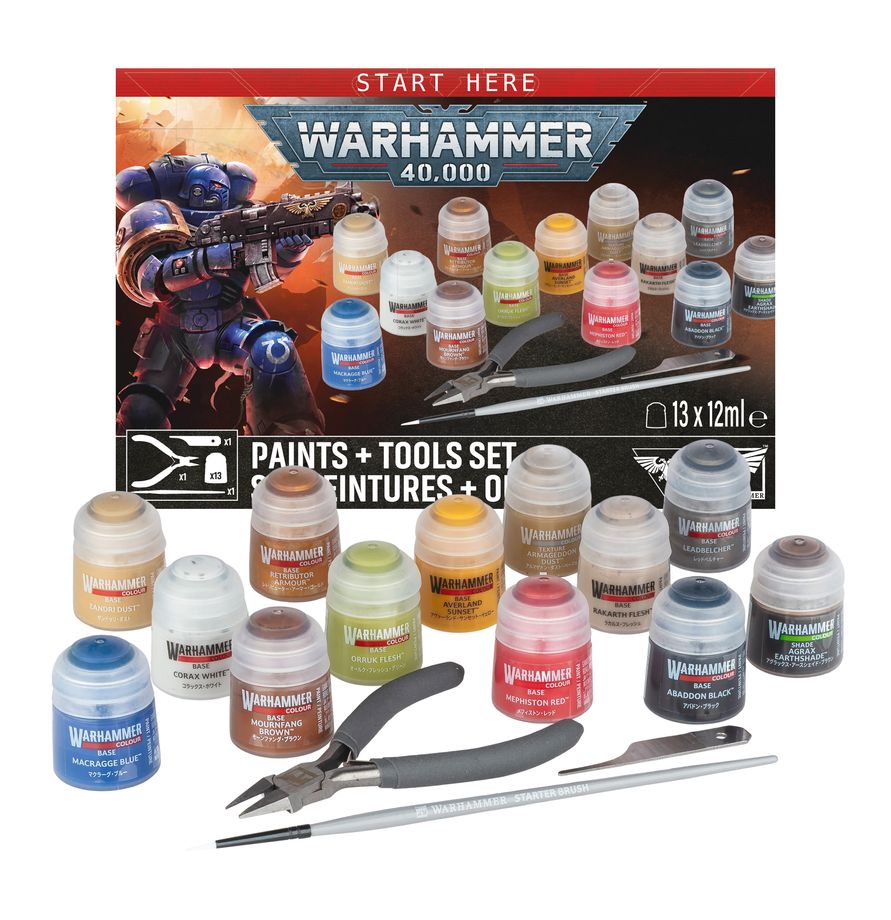 Warhammer Paints + Tool set