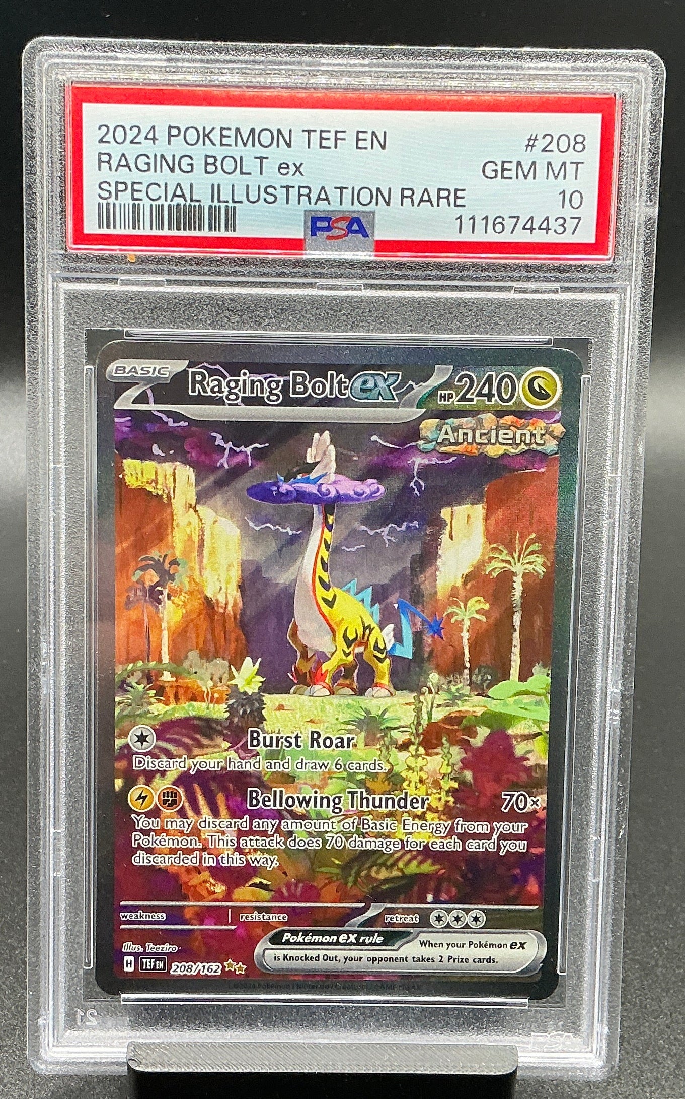 raging bolt ex pokemon card - 208/162 this graded and authenticated Protection Level:Premium Green Backed (80 Sleeves per pack) modern Valgavoth, Terror Eater (Duskmourn: