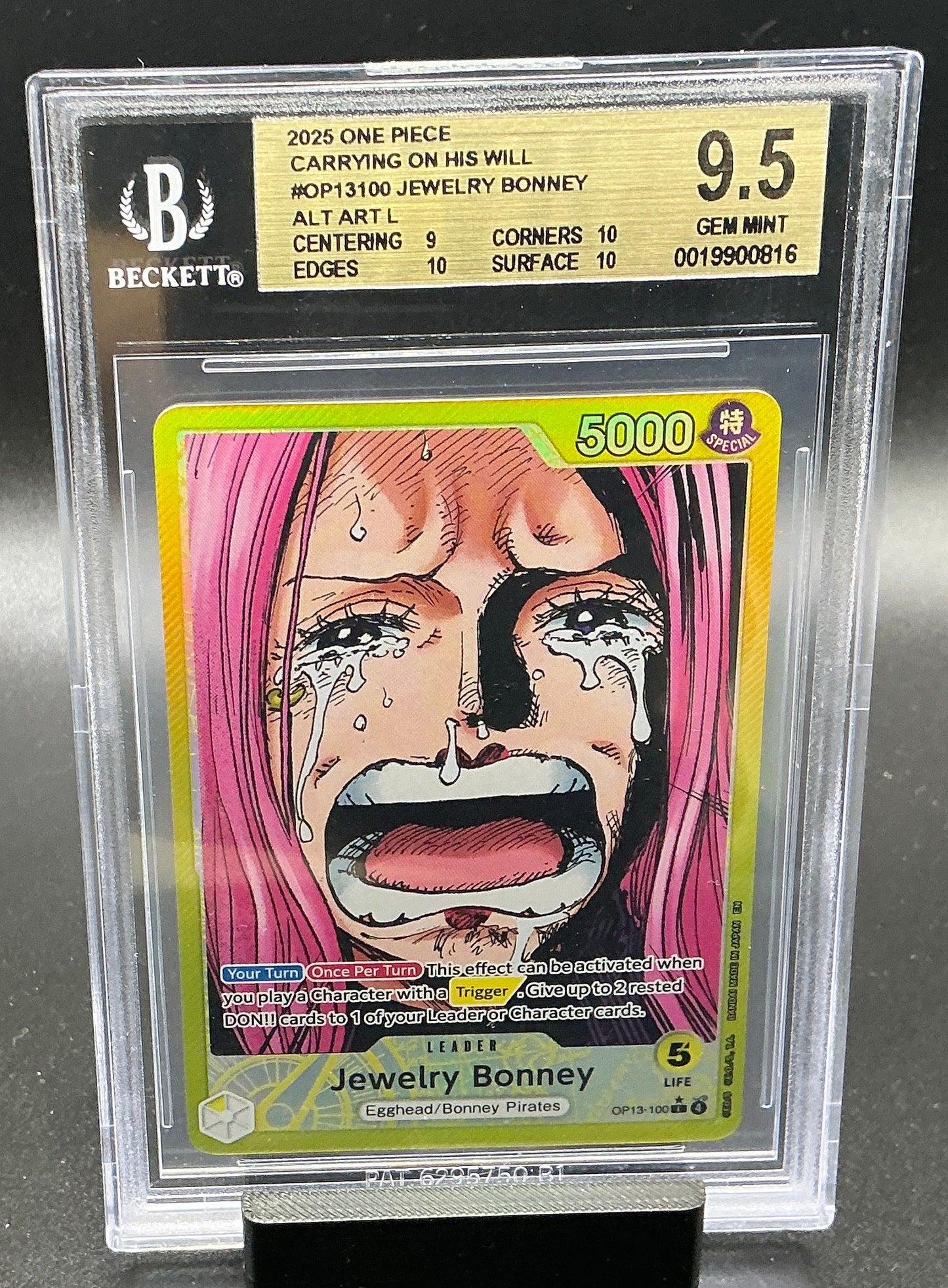 Jewelry Bonney (100) (Alternate Art) - Carrying On His Will (OP13) BGS 9.5