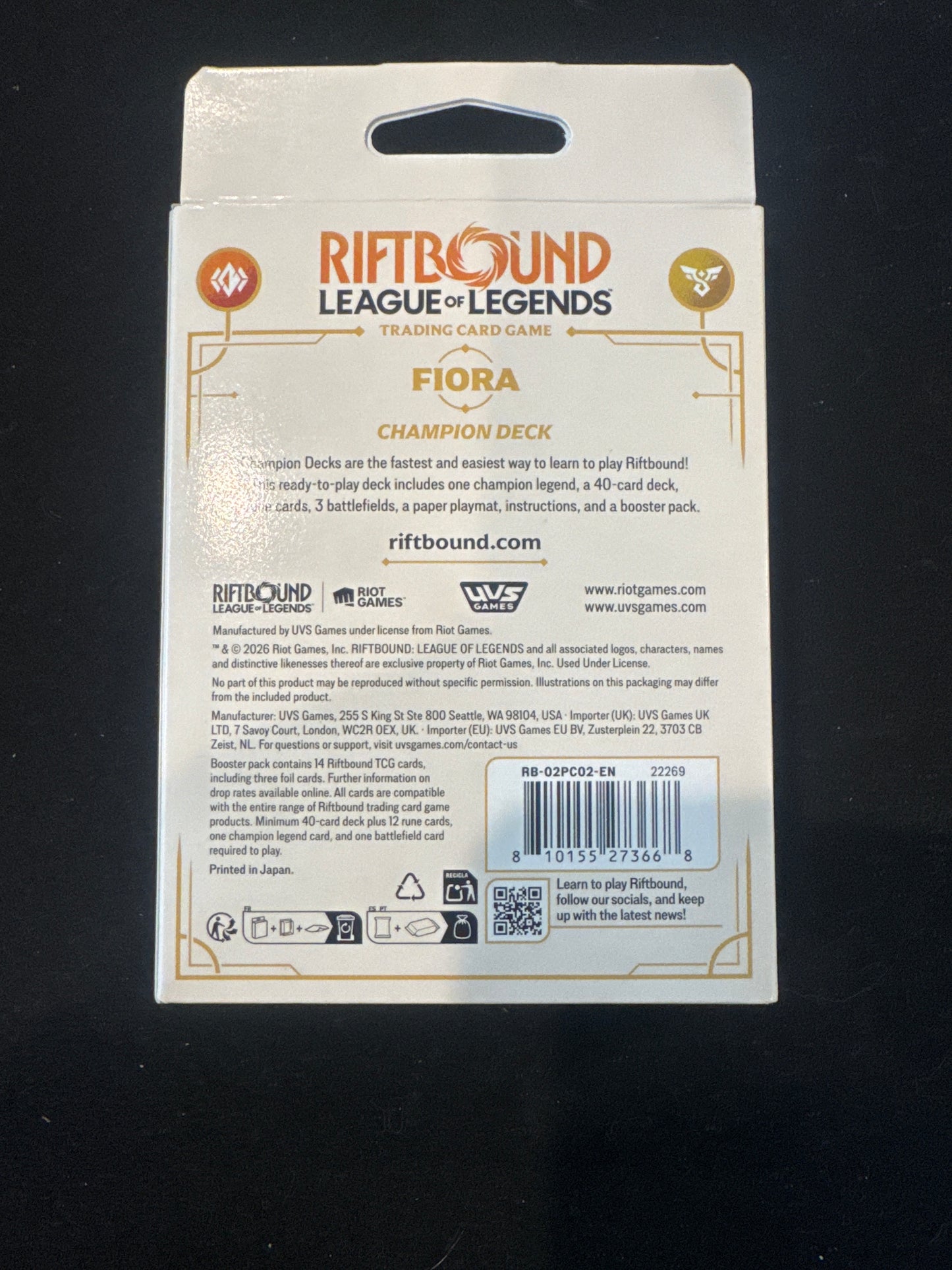 Riftbound League Of Legends Fiora Champion Deck