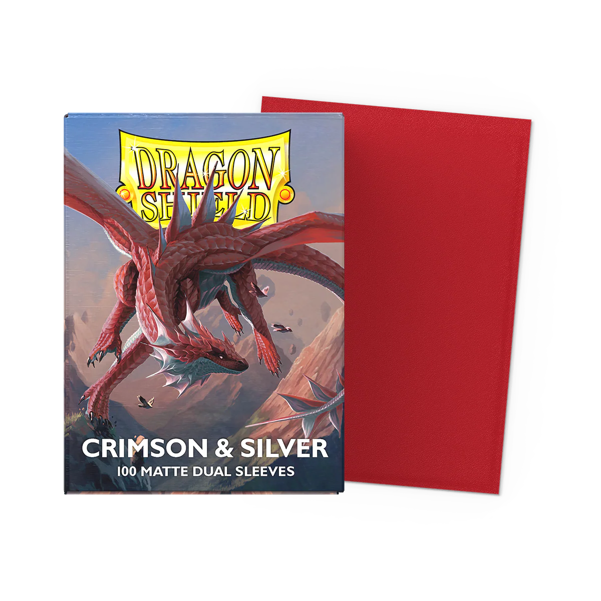 Dragon Shield Sleeves: Standard Matte Dual - Crimson & Silver 100CT