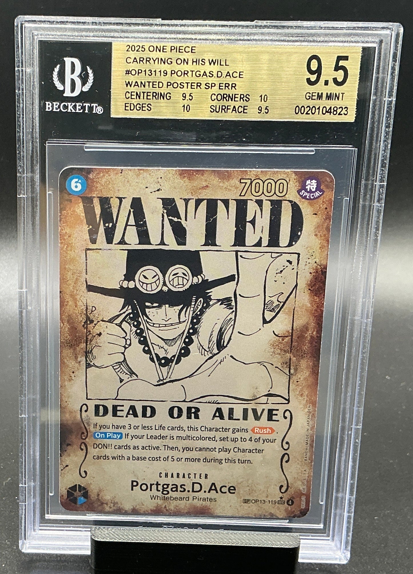 Portgas.D.Ace (119) (Wanted Poster) - Carrying On His Will (OP13)   BGS 9.5