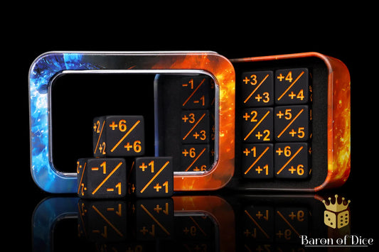 +1/ -1 Counters - Matte Black - Set of 10 - Baron of Dice