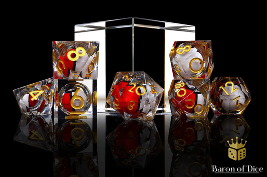Baron of Dice- I Choose You! Liquid Core RPG Dice Set - 7 Pieces