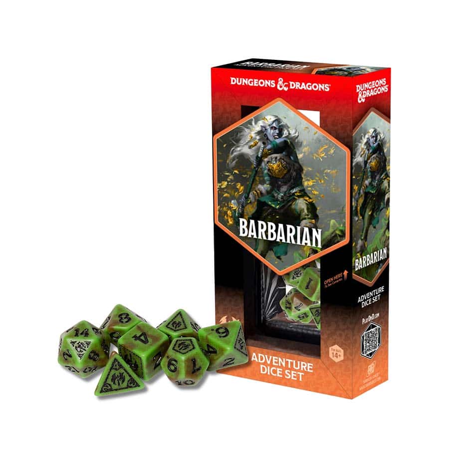 DUNGEONS AND DRAGONS: ADVENTURER DICE: BARBARIAN: GREEN AND BROWN